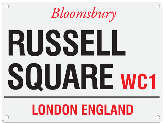 Russell Square WC1 London metal street sign
