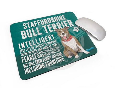 Staffordshire Bull Terrier Dog characteristics mouse mat.