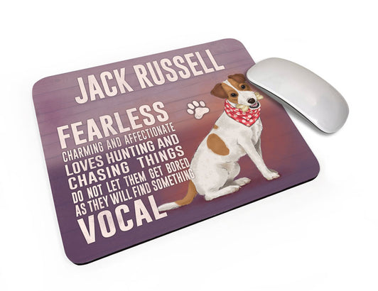 Jack Russell Dog characteristics mouse mat.