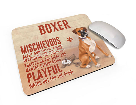 Boxer Dog characteristics mouse mat.
