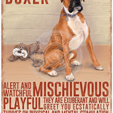 Boxer dog characteristics metal sign