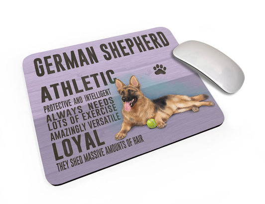 German Shepherd Dog characteristics mouse mat.