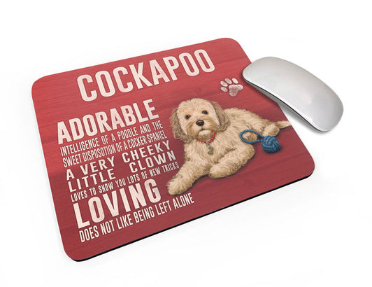 Cream Cockapoo Dog characteristics mouse mat.