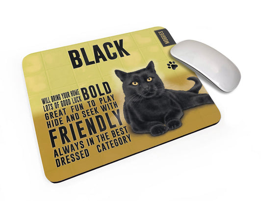 Black Cat characteristics mouse mat.