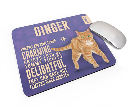 Ginger Cat characteristics mouse mat.