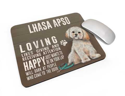 Lhasa Apso Dog characteristics mouse mat.