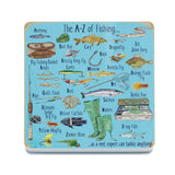 The A-Z of Fishing melamine coaster