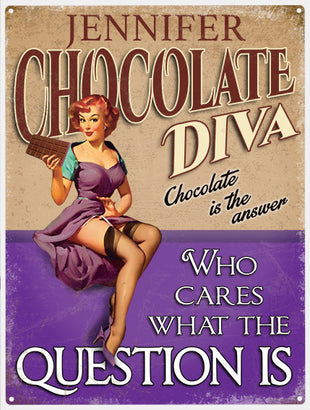 Chocolate Diva Personalised metal sign
