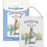 Beatrix Potter Peter Rabbit Grandma in a million metal dangler sign