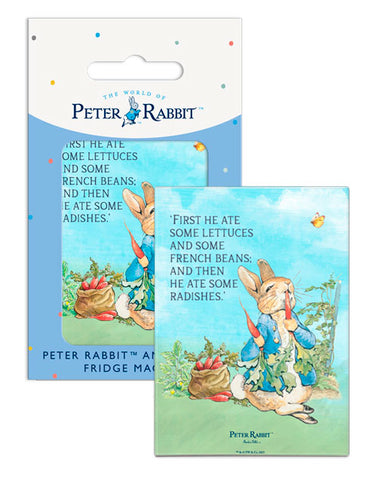 Peter Rabbit eating radishes metal wall sign