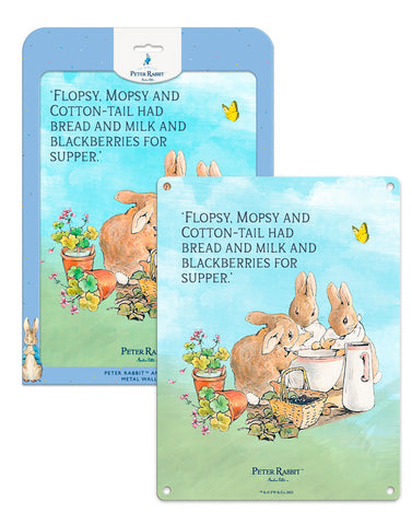 Peter Rabbit flopsy mopsy cottontail metal wall sign