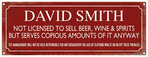 Personalised licensed to sell metal sign