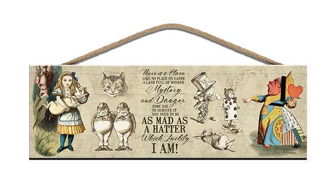 Wooden Sign - Alice in Wonderland - Mad as a hatter